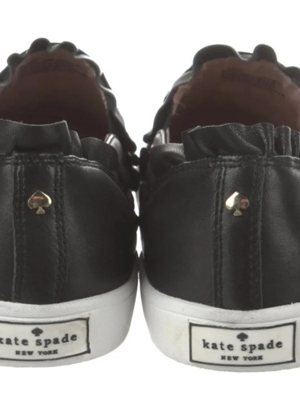 Kate Spade Slip-On Ruffle-Trim Leather Sneaker - Black